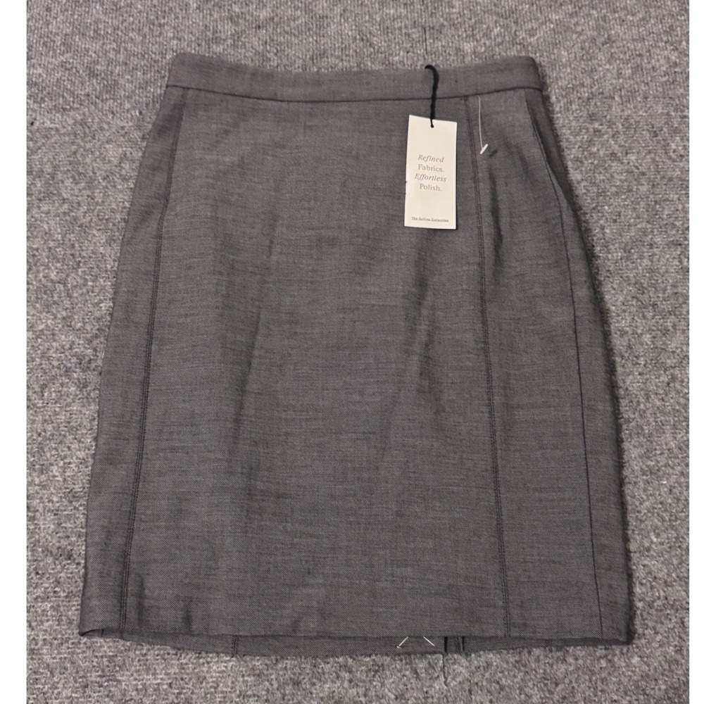 Ann Taylor Petite Grey Suiting Collection Pencil Skirt chic 0P‎ NWT b2